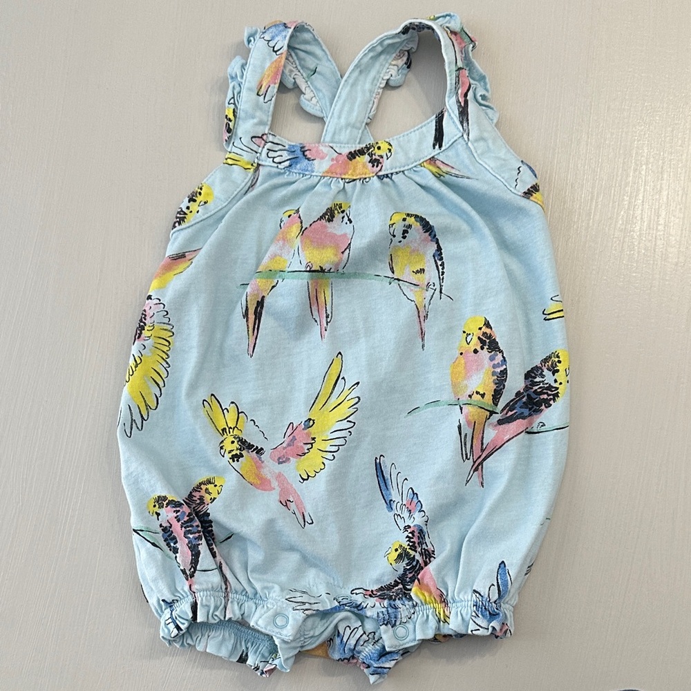 Tea Collection Parakeet Cross-back Romper